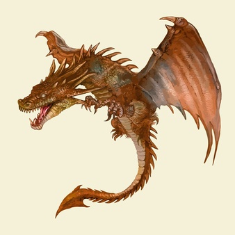 Drawing of an orange dragon